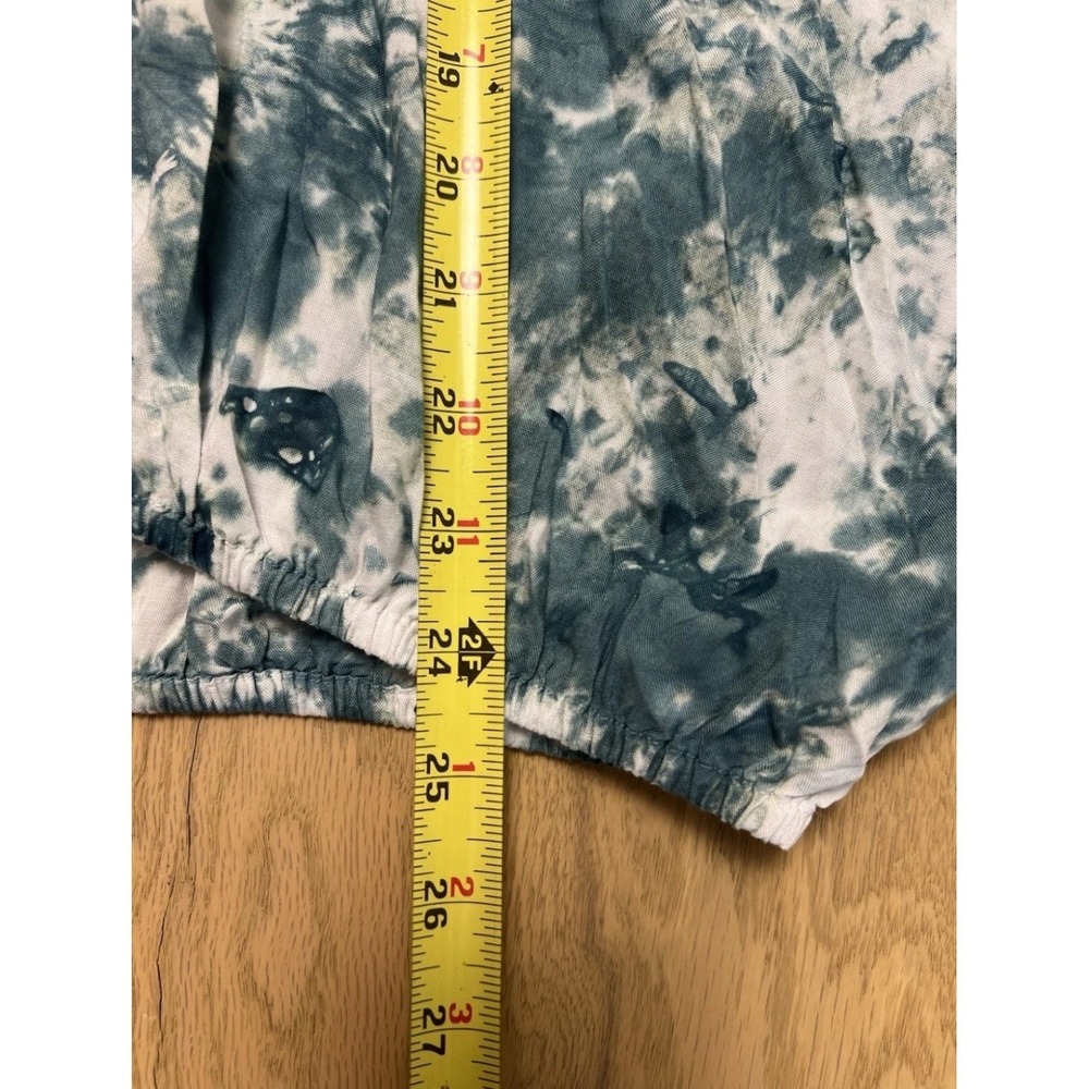 Skemo Blue Tie Dye Embroidered V-Neck Blouse Tassels Size M Boho Hippie Festival - Picture 10 of 11